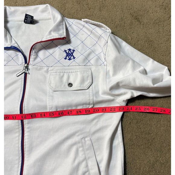 Avirex Jacket Mens Full Zip Track Medium Cross Zip Y2K 90s White Embroidered - Picture 7 of 7
